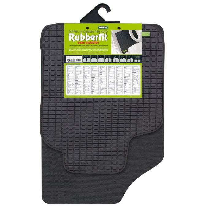 Coppia Tappeti Anteriore in Gomma Rubberfit Colore Nero Fit-6 Cora 134016