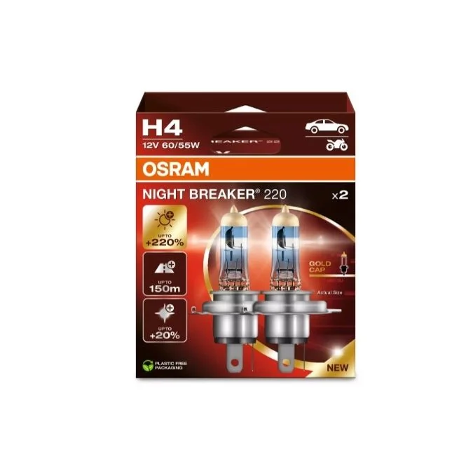 Duo Box Coppia Due Lampadine Night Breaker 220 H4 Osram 64193Nb220-2Hb