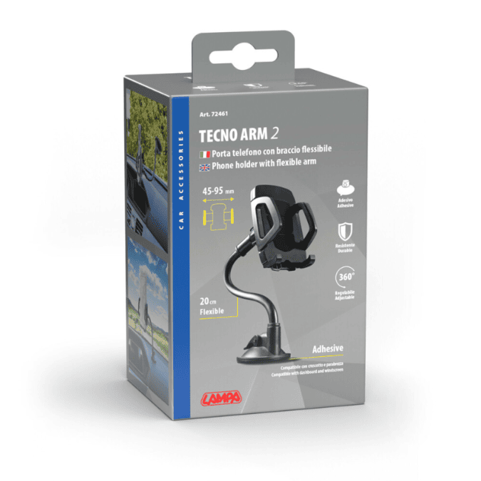 Porta Telefono con Braccio Flessibile Multi-Supporto Universale per Navigatori GPS, Cellulare Monitor Lampa 72461.