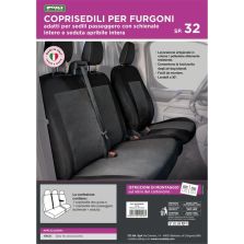 Coprisedile per Furgone Lato Guida Tg. Sp32 Tessuto Misto Cotone Nero Cora 1703202P