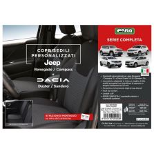 Coprisedili Foderine Anteriori e Posteriori Personalizzati Jeep Renegade 14˃/Compass 17˃, Dacia Sandero 20˃ Tess. Rigato Nero Cora 129400
