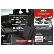 Coprisedili Foderine Anteriori e Posteriori Personalizzati Jeep Renegade 14˃/Compass 17˃, Dacia Sandero 20˃ Tess. Rigato Nero Cora 129400