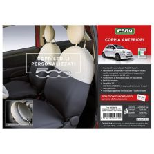 Coprisedili Foderine Anteriori Personalizzati Fiat 500 07˃ Tess. Misto Cotone Grigio/Panna Cora 129379