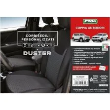 Coprisedili Foderine Anteriori Personalizzati Jeep Renegade 14˃/Compass 17˃, Dacia Sandero 20˃ Tess. Rigato Nero Cora 129399