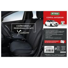Coprisedili Foderine Anteriori Personalizzati Lancia Ypsilon 11˃ Tess. Misto Cotone Nero/Antracite Cora 129319