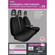 Coprisedili per Furgone Tg Sp25 Tessuto Cotone Trapuntato Nero Cora 1702563