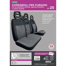 Coprisedili per Furgone Tg Sp25 Tessuto Misto Cotone Elasticizzato Millepunti Antracite Cora 1702502