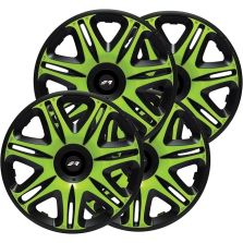 Set 4 Copricerchi Universali 14'' Pollici, Copriruota Auto Verde e Nero Simoni Nas/14G