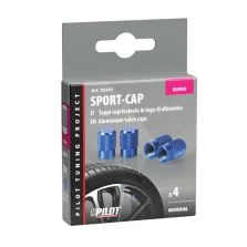 Set 4 Tappi Coprivalvola in Lega di Alluminio Blu Pilot 02501