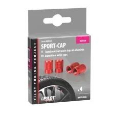 Set 4 Tappi Coprivalvola in Lega di Alluminio Rosso Pilot 02502